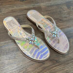 Naturalizer Liliana Coppertini thong sandals 8M metallic jewel flats *flaw